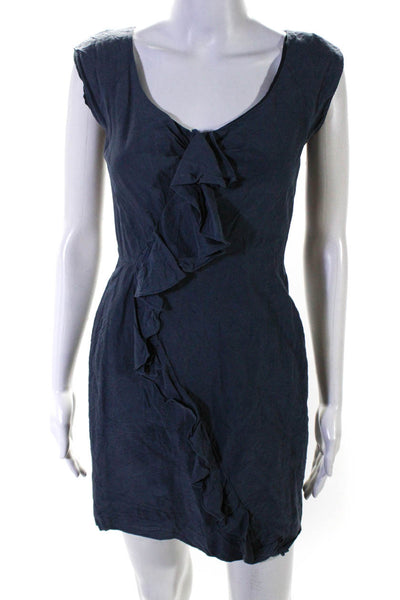 Rebecca Taylor Womens Silk Woven Cascade Ruffle Sleeveless Dress Blue Size 4