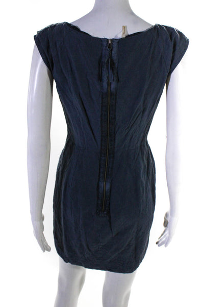 Rebecca Taylor Womens Silk Woven Cascade Ruffle Sleeveless Dress Blue Size 4