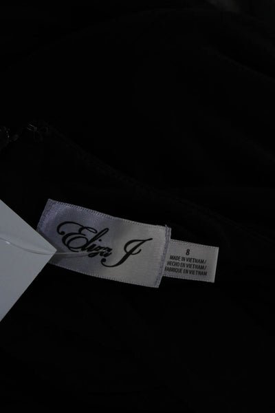 Eliza J Womens Jersey Knit Ruched Long Sleeve Zip Up Sheath Dress Black Size 8