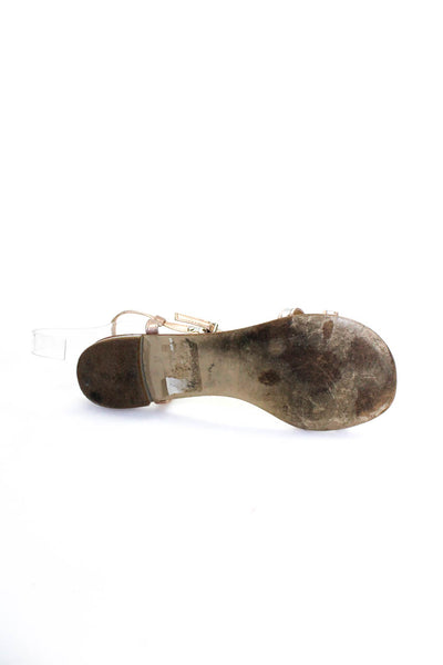 Carvela Womens Metallic Leather T-Strap Buckle Up Sandals Flats Bronze Size 37 7