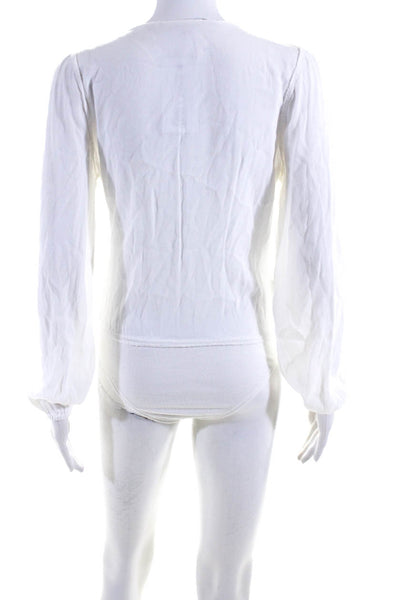 Lovers + Friends Women's Long Sleeve V Neck Bodysuit White Size S