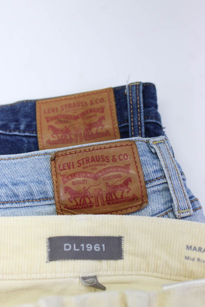 DL1961 Levis Women's Corduroy Pants High Rise Jeans Beige Blue Size 26 Lot 3