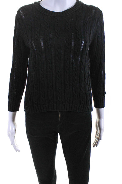 Inhabit Womens Crew Neck Cable Knit Cropped Sweater Black Size Small