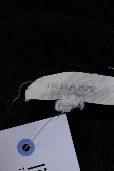 Inhabit Womens Crew Neck Cable Knit Cropped Sweater Black Size Small