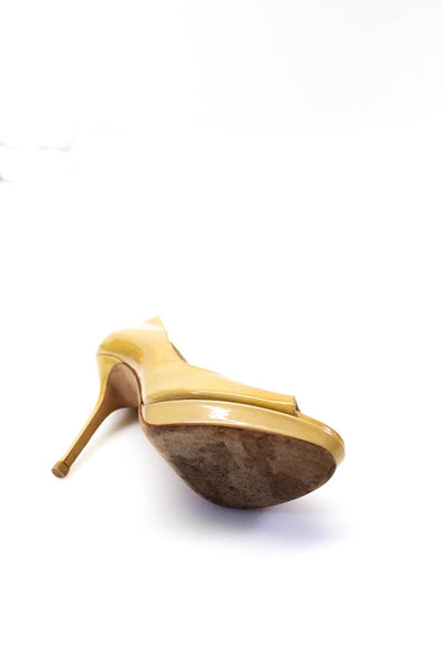 Jimmy Choo Womens Peep Toe Slip On Stiletto Pumps Beige Patent Leather Size 36 6