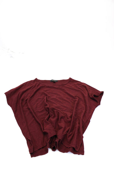 ALALA Womens Cotton Jersey Knit Split Hem Cropped Tops Red White Size XS Lot 2