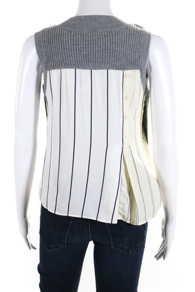 3.1 Phillip Lim Womens Striped Layered Sleeveless Pullover Blouse Gray Size XS