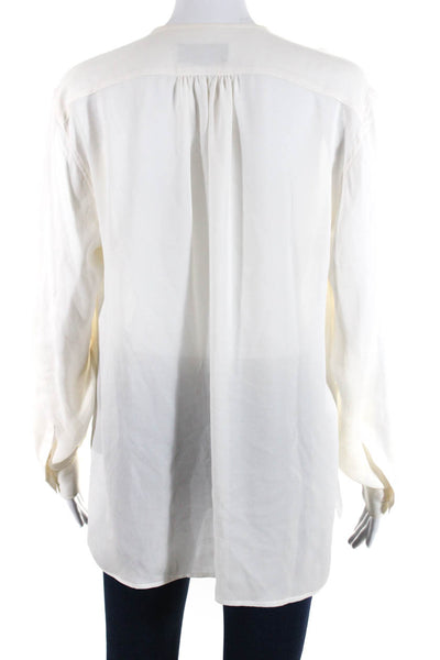 Nili Lotan Womens Half Button Long Sleeves Blouse White Size Extra Small