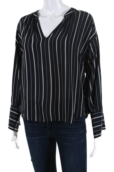 Joie Womens Striped Long Sleeves Blouse Navy Blue White Size Extra Extra Small