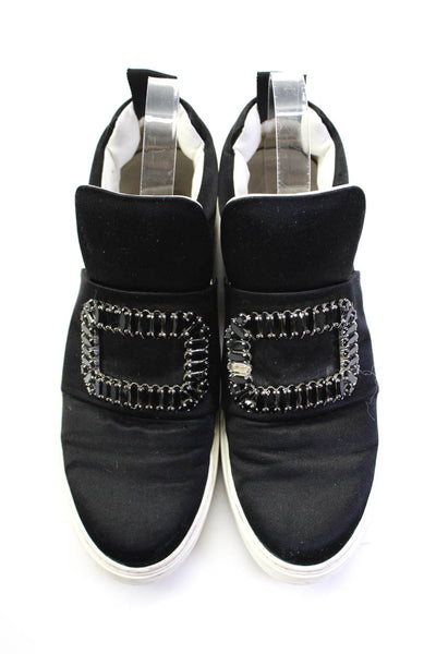Roger Vivier Womens Black Crystal Embellished Wedge Heels Sneakers Shoes Size 9