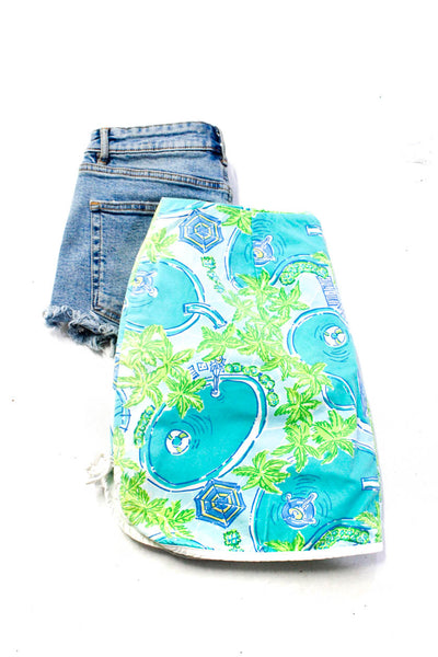 Lily Pulitzer Zara Womens Cotton Pool Print Zip Up Skort Blue Size 10 4 Lot 2