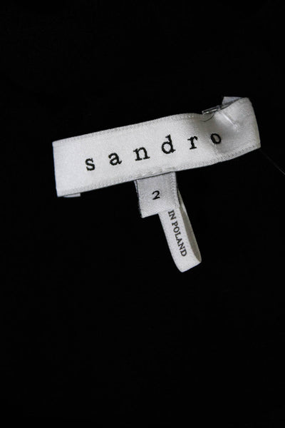 Sandro Womens Textured Ruffled Shoulder Mini Drop Waist Dress Black Size 2