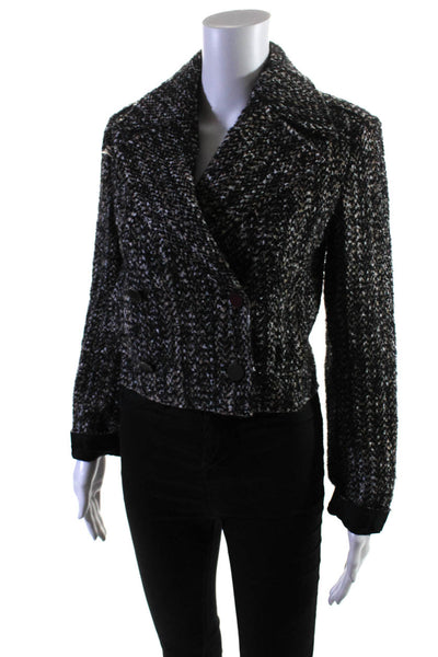 Theory Womens Wool Tweed Double Breasted Crop Blazer Jacket Multicolor Size 00