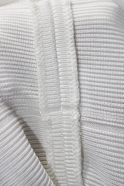 Herve Leger Womens Back Zip Ribbed Knit Studded Sheath Dress White Size Medium