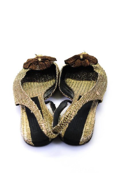 NIN UTU Womens Metallic Pointed Toe Slingback Flats Gold Tone Size 38
