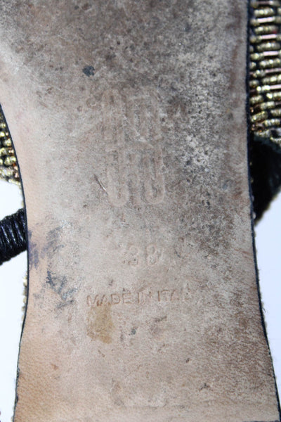 NIN UTU Womens Metallic Pointed Toe Slingback Flats Gold Tone Size 38