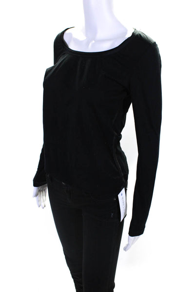 Wolford Women's Long Sleeve Cotton Scoop Neck Top Black Size XS