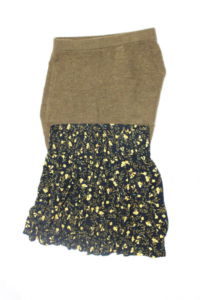 Zara Women's Ribbed Knit Elastic Waist Midi Slit Skirt Dark Olive Size S, Lot 2