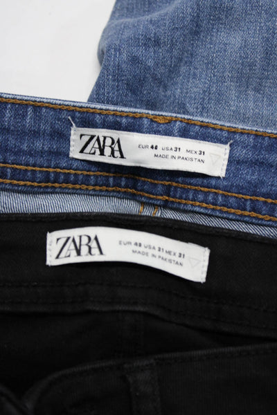 Zara Mens Medium Wash Zippered Stretch Skinny Jeans Blue Black Size 31 Lot 2