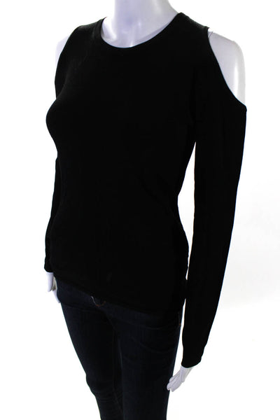 Autumn Cashmere Women's Cold Shoulder Long Sleeves Blouse Black Size M