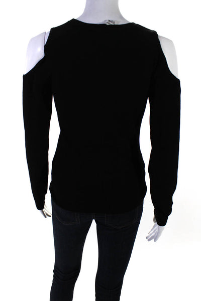 Autumn Cashmere Women's Cold Shoulder Long Sleeves Blouse Black Size M