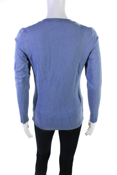 525 America Women's V-Neck Long Sleeves Pullover Sweater Blue Size XS