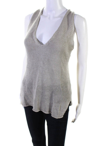 Brochu Walker Women's V-Neck Sleeveless Tank Top Blouse Beige Size S