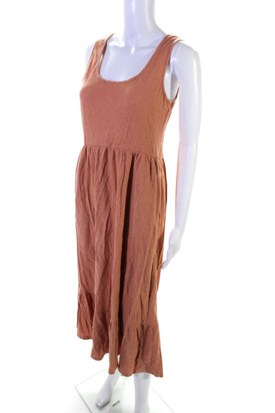 DRA Women's Scoop Neck Sleeveless Tiered Maxi Dress Orange Size S