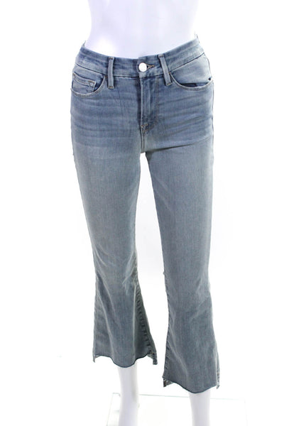 Frame Womens 'Le Crop Mini Boot' Mid Rise Denim Bootcut Jeans Light Blue Size 24