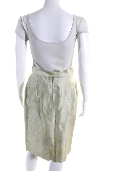 Bergamo By Ebi Womens Silk Floral Button-Up Pencil Skirt 2 Piece Set Green Size8