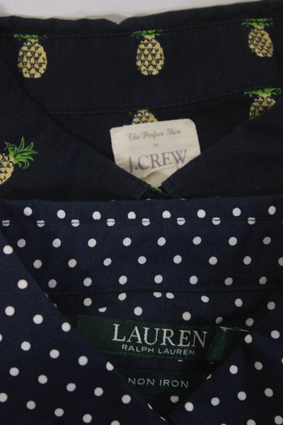 J Crew Lauren Ralph Lauren Womens Spotted Graphic Tops Blue Size PS XS Lot 2