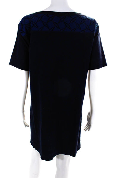 Louis Vuitton Womens Cotton Boat Neck Short Sleeve Cutout Dress Black Size XS