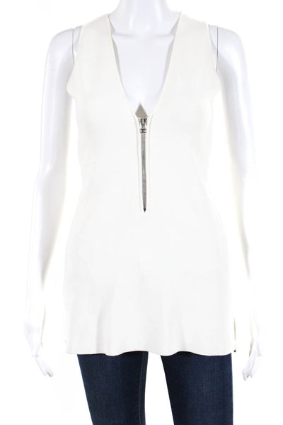 Cedric Charlier Womens Zipper Sides V Neck Tank Top White Size 4