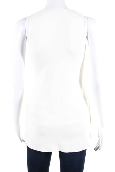 Cedric Charlier Womens Zipper Sides V Neck Tank Top White Size 4