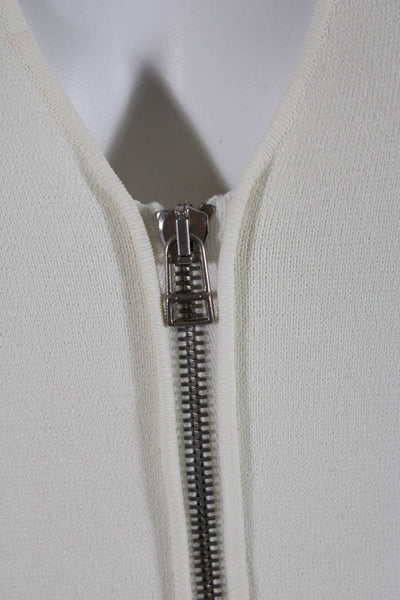 Cedric Charlier Womens Zipper Sides V Neck Tank Top White Size 4