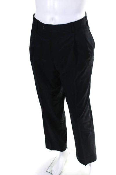 Brooks Brothers Mens Wool Pleated Front Hook + Bar Closure Pants Navy Size 34