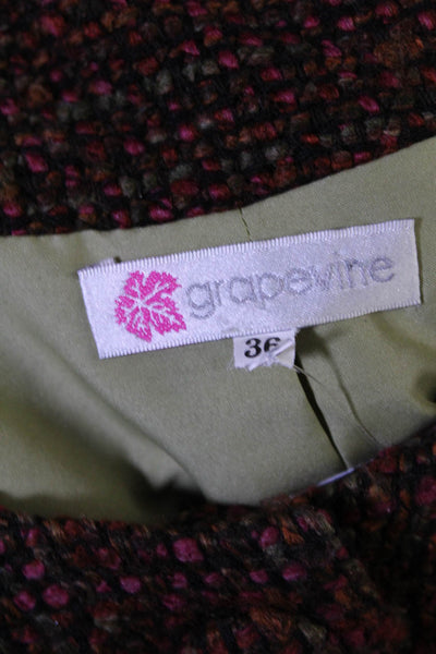Grapevine Womens Round Neck Button Up Peplum Blazer Multicolor Size 36 S