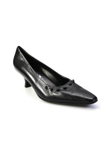 Salvatore Ferragamo Womens Leather Square Toe Pull On Heels Pumps Black Size 8.5