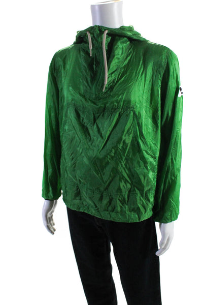 OOF Wear Mens Lightweight Half Zip Packable Hooded Pullover Jacket Green Medium