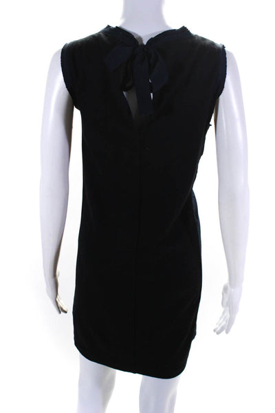 J Crew Womens Wool Silk Trim Sleeveless Knee Length Sheath Dress Black Size 6