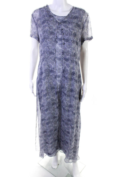 Spenser Jeremy Womens Silk Chiffon Abstract Print Cardigan Dress Set Blue Size 6