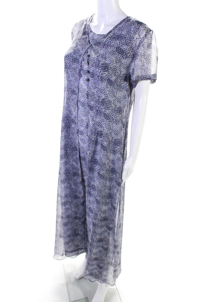 Spenser Jeremy Womens Silk Chiffon Abstract Print Cardigan Dress Set Blue Size 6