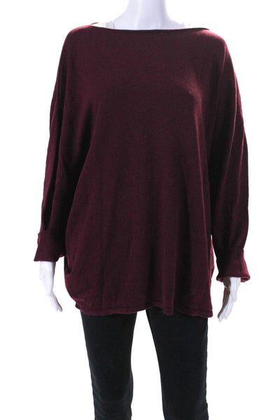 Marina Rinaldi Womens Dark Red Wool Crew Neck Long Sleeve Sweater Top Size XL