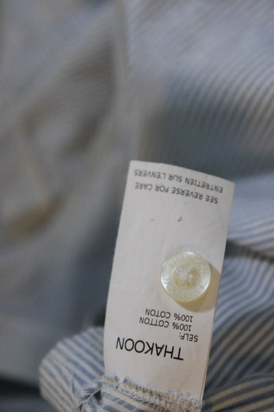 Thakoon Women's Cotton Striped Paisley Print Long Sleeve Romper Blue Size 2
