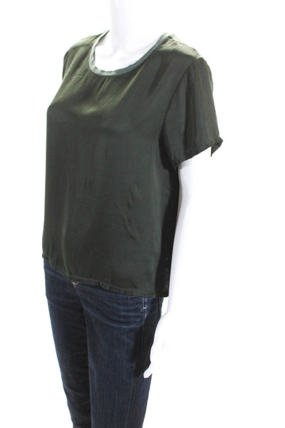 Nation LTD Women's Short Sleeve Satin Finish Blouse Green Size S