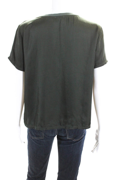 Nation LTD Women's Short Sleeve Satin Finish Blouse Green Size S