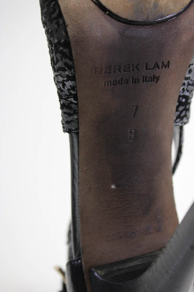 Derek Lam Womens Abstract Print Open Toe Strappy Zip Up Heels Black Size 7B