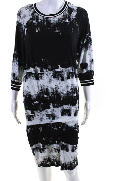 Nicole Miller Collection Womens Abstract Print Long Sleeve Dress Black Size P