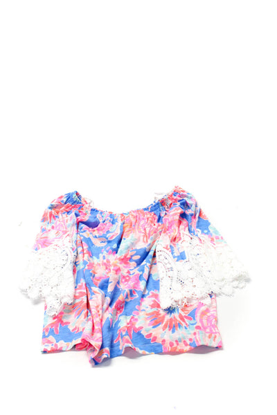 Lily Pulitzer Womens Cotton Blend Floral Print Blouse Top Pink Size XS Lot 2