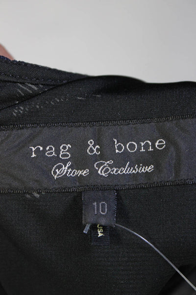Rag & Bone Womens Round Neck Short Sleeve Knee Length Dress Navy Size 10